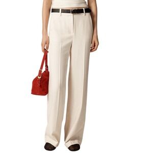 J.Crew Women's Cuffed Wide Leg Trouser Pants Summer Linen Size 10 Career Office